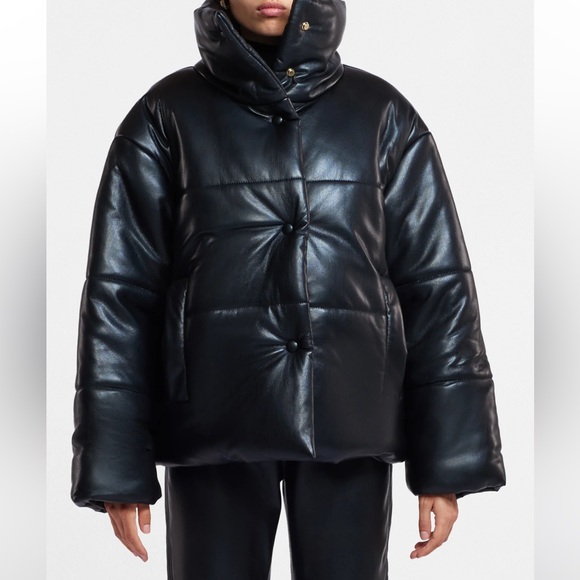 NANUSHKA Okobor™ Alt-Leather Puffer Jacket (padded vegan leather jacket) size S - Picture 2 of 10